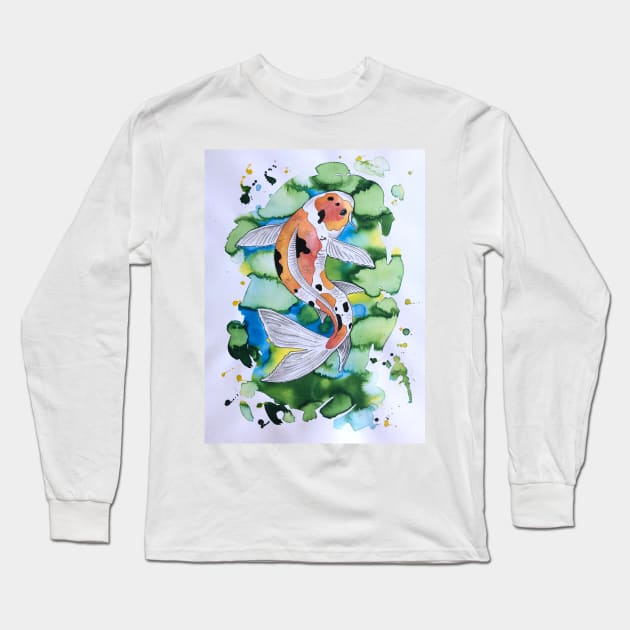 Koi carp Long Sleeve T-Shirt by Karroart